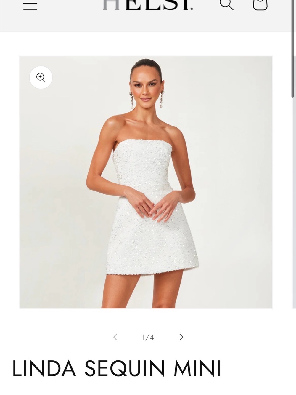 Linda Sequin Mini Dress — White Strapless Sparkle